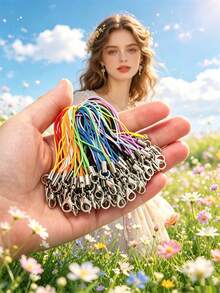 50/100/200/300/500pcs Black Decorative Cord Lanyard With Lobster Clasp, Keyring Hook, Phone Case Ornament, Jewelry Accessory - Multicolor - View 12
