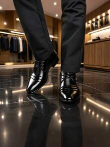 New Men's Business Formal Shoes, Plus Size Fashion Wedding Banquet Office Shoes - Black - View 2