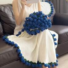 Crocheted Rose Bouquet Blanket, Suitable For Sofas And Shawls, A Romantic Gift For Valentine's Day, Weddings, And Anniversaries, Perfect For Ladies. - Multicolor - View 21