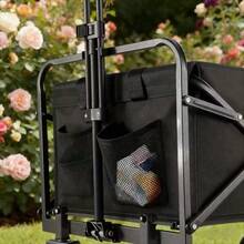 Heavy Duty Collapsible Outdoor Utility Wagon,Folding Grocery Shopping Cart With Wheels,All-Terrain Portable Beach Wagon ForCamping, Sports & Garden, Black - Multicolor - View 6
