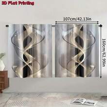 2pcs Modern Abstract Line Polyester Printed Curtains, All Season Modern Design, 100% Polyester Fiber, Filter/Translucent/Privacy Protection, With Rod Pocket, Easy To Install, Perfect For Kitchen, Laundry Room, Bedroom, Study, Living Room - Multicolor - View 16