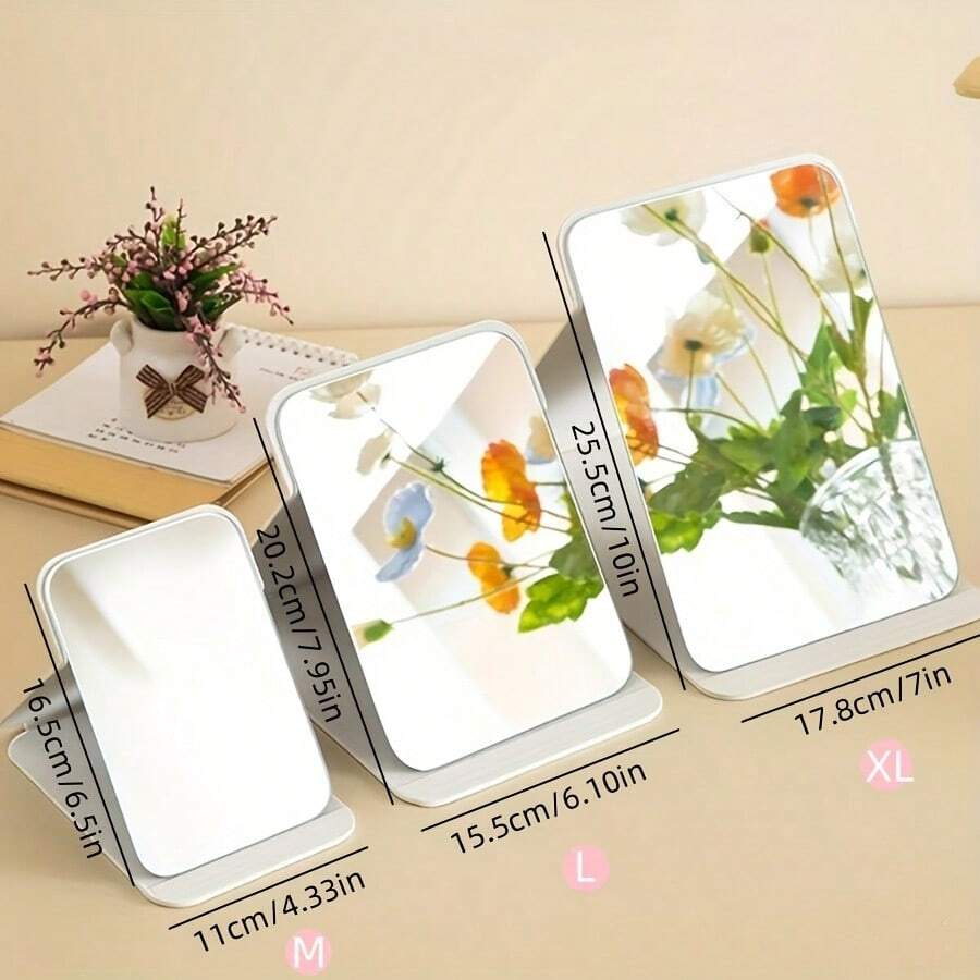 1pc Portable Folding Makeup Mirror, Adjustable Mini Desktop Mirror, Classic Handheld Mirror, Pocket Mirror, Travel Portable Mirror, Birthday Gift For Female Friends, Holiday Gift, Christmas Gift, Back To School Essential, Suitable For Travel And Dorm Use