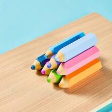 8pcs Creative Hexagon Rainbow Pencil Shaped Erasers, Soft And Easy To Erase, High Quality Pencil Erasers - Multiple Styles - View 1