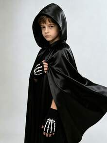Halloween Hooded Black Death Cloak, Halloween Children's Party Cloak, Halloween Party Decoration Wear - Multicolor - View 3