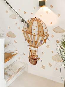 1pc,Cartoon Animal Decorative Wall Sticker,Hot Air Balloon Bear,Dinosaur Excavator,Colorful Cartoon Animal Wall Sticker,Baseboard Sticker,PVC Self-Adhesive Removable,Suitable For Bedroom,Living Room,Study,Dining Room,Bathroom,Home Wall Decoration,Room Decoration,Etc. - Multicolor - View 6