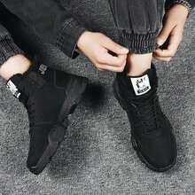 1 Pair Men's Fashion Outdoor Snow Boots, Suitable For Winter Warmth, Comfortable Round Toe Design - Black - View 5