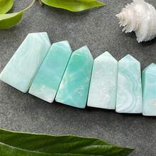 1pc Caribbean Calcite Tower With Irregular Holes. Semi-Crystalline Sodium Calcium Borate Crystal. Decorated With Natural Beach-Themed Blue-Green And B - Multicolor - View 3