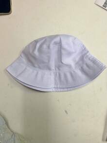 1pc Unisex New Style Solid Color Pattern Printed Reversible Bucket Hat, Suitable For Daily Casual And Outdoor - White - View 4