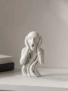 "The Scream" 3D Printed Creative Art Decor, Modern Abstract Fluid Sculpture, Minimalist Home Desktop Ornament, Hollow Body Random Design - The Scream Art Ornament - View 2