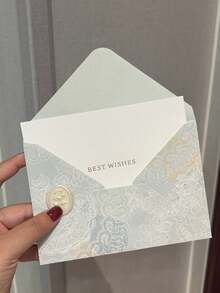 1/5 Set European Style Gold Foil Envelopes With Gold Foil Greeting Cards And Wax Seal Stickers, Glitter Embossed Floral Pattern Letter Paper Invitation Cards For Romantic Wedding Party, Wax Seal Set - Language Of Flowers - View 14