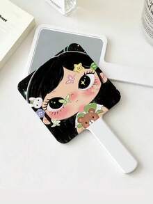 1pc Cute Yuy Korean Style Cartoon Handheld Makeup Mirror, Travel Portable Handheld Mirror Makeup Mirror, Birthday Gift For Family And Female Friends - Multicolor - View 9