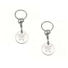 3Pcs Stainless Steel Shopping Trolley Token Keychains, Engraved Cart Pattern Release Coins With Lobster Clasp Key Ring, Reusable Portable Grocery Shopping Accessory - A - View 12