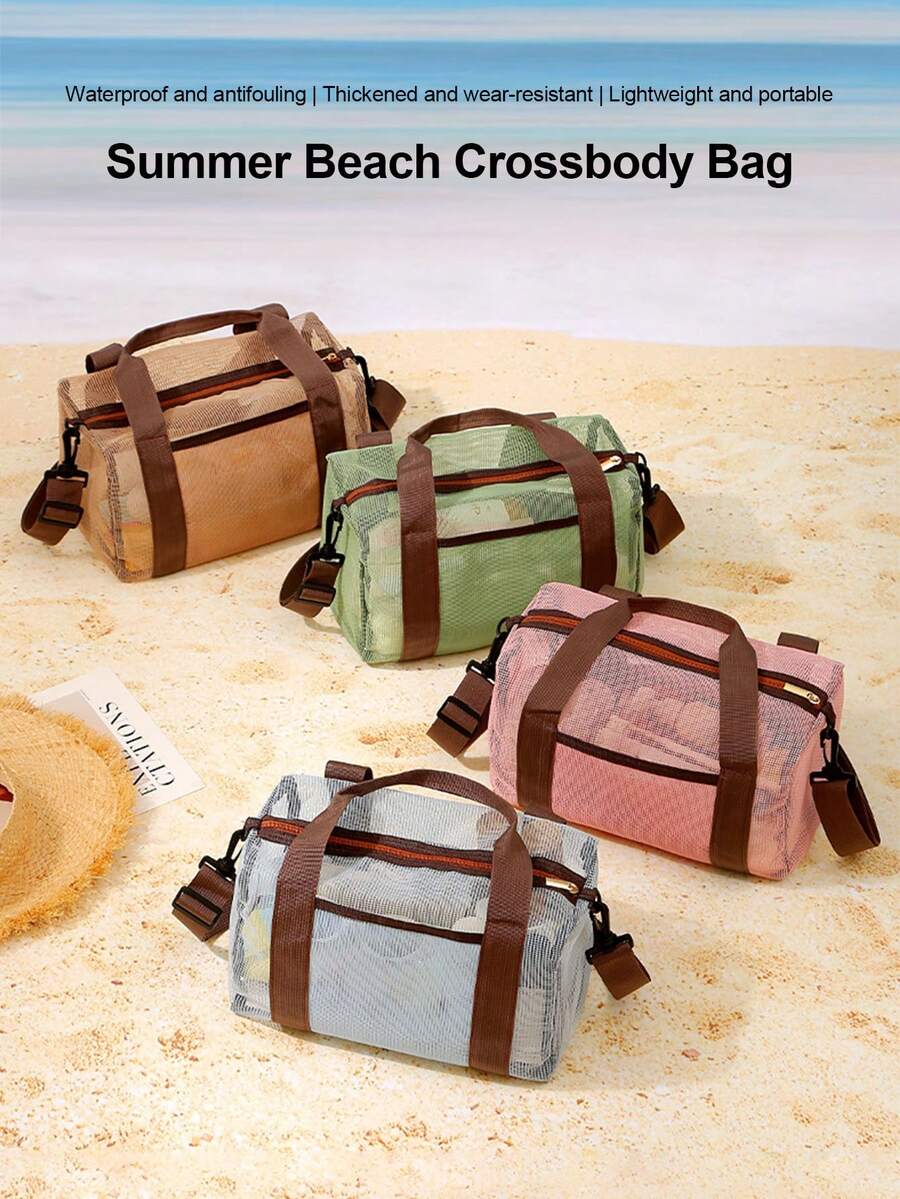 1PC Swimming Beach Bag Large Capacity Mesh Storage Bag, Can Be Used As Shower Storage Basket, Suitable For Use In Bathroom, Beach And Swimming Pool - Multicolor - View 1