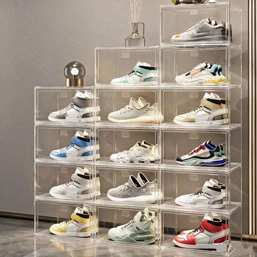 1pc High-Quality Magnetic Transparent Acrylic Shoe Box, Stackable Display Storage Box For Shoes, Handbags And Collectibles