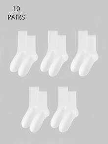 1/5/10 Pasang Kaos Kaki Wanita Musim Gugur dengan Manset Berkerut, Kaos Kaki Setengah Betis Bergaris Netral untuk Pakaian Sehari-hari Kembali ke Sekolah - MultiWarna - View 17