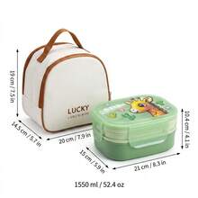 1 buah/Set Kotak Bekal Plastik Lucu dengan Peralatan Makan, Kotak Bento Anti Bocor yang Dapat Digunakan Kembali, Wadah Bekal Portabel, Wadah Penyimpanan Makanan Salad Buah, Aman untuk Kulkas & Microwave, Cocok untuk Pelajar dan Dewasa di Sekolah, Kantor, Piknik, Kembali ke Sekolah - MultiWarna - View 20