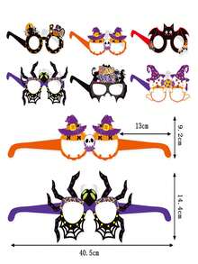 Neue grenzüberschreitende Halloween-Dekoration Papierbrillen, Halloween-Party Spaß Foto-Requisiten, Kürbis- und Spinnenbrillen - 6er-Packung, J-0225 - Übersicht 7