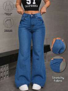 Women Jeans - 雪花中藍 - View 1