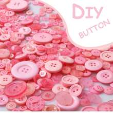 Pink 50g Round Resin Buttons - Multiple 2-Hole And 4-Hole Styles, Suitable For Sewing, Handmade Crafts And DIY Projects, Bulk Button Set, Mixed Sizes, Suitable For Handmade DIY - 50g - View 3