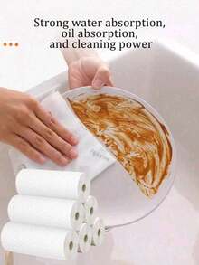 Washable Kitchen Paper Towels, Disposable Cleaning Wipes, Highly Absorbent, Non-Greasy, Rolled, Random Pattern, Suitable For Kitchen, Car, Living Room, Bathroom, Bedroom And Other Places, Essential For Kitchen Cleaning, Also Decorative Kitchen Product. - Multicolor - View 4