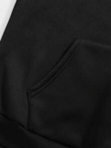 Double-Sided Printed Plus-Size Women's European And American Fashion Hooded Sweatshirt,Suitable For Everyday Wear,Party,Dating,Gift Giving And Various - 黑色 - 查看 3
