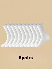 40/20/10/5/1 Pair Unisex Comfortable Sports Socks, Men's Long Socks Suitable For Sports Training, Women's Long Socks Suitable For Daily Casual Business, Antibacterial Soft, Black And White Color, Odor-Resistant Moisture-Wicking Breathable, Lightweight Comfortable, Suitable For Autumn/Winter Season, - Multicolor - View 5