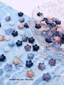 深色 10mm 50顆/袋 3D 小櫻花玻璃花，適用於珠寶製作、DIY 手機鍊 - 暗色小櫻花 - 查看 5