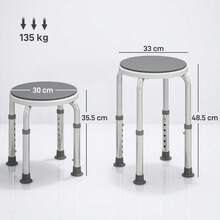 360Â° Swivel Shower Chair, Height Adjustable Aluminium Shower Stool With Non-Slip Feet For Disabled, Elderly, Grey - T0001-01-3846 - View 10