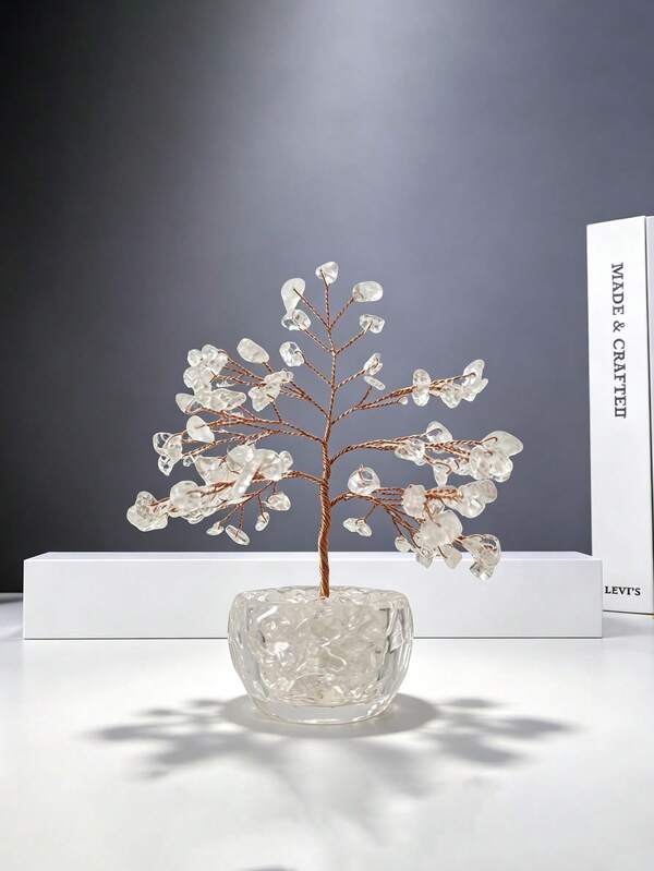 2026 Nuevo Árbol de Dinero de Cristal Blanco Pequeño Decoración, Decoración del Hogar, Decoración de la Habitación, Estilo Decorativo, Adorno de Escritorio, Adorno de Decoración de Oficina, Decoración Navideña, Decoración del Dormitorio, Regalo para la Mejor Amiga, Amiga, Compañera de Clase, Favor de Fiesta, Regalo Adecuado para Mujeres, Regalo de Cumpleaños, Regalo de Significado Espiritual Energía Positiva, Adecuado para Adorno de Decoración del Hogar u Oficina