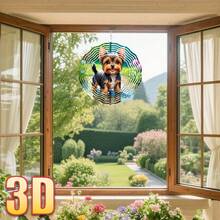 3D 1件裝「小狗在花叢中玩耍」10英吋/360° DIY創意風轉飾品,適合掛在戶外花園、露台、庭院、門廊、走廊及其他戶外場所(不含吊繩),隨機款式 - 多色 - 查看 8
