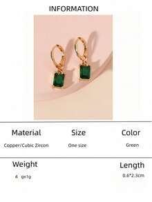 2pcs/set Cubic Zirconia Decor drop Earrings - Green - View 7
