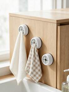Kitchen Towel Rack Tea Towel Holder Bathroom Suction Cup Hand Towel Rack Adhesive Wall Hook Suitable For Dish Cloths Round Wall Mounted Towel Rack Suitable For Bathroom, Kitchen And Home, Wall, Cabinet, Garage No Drilling Required - Multicolor - View 3