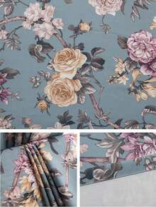 1PC Oil Painting Style Large Rose 70% Blackout Curtain, Grommet Top Printed Floral Botanical Vintage Fabric Curtain, Suitable For Holiday Home Decor - Multicolor - View 7