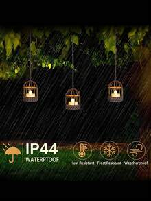 1/2pcs Solar Powered Hanging Lantern Light, Outdoor Waterproof Rust-Proof Bird Cage Candle Holder With Flickering Solar Tea Light, Rechargeable Lantern Lamp For Backyard, Patio, Garden, Fence, Tree Hanging Decoration - Birdcage - View 6