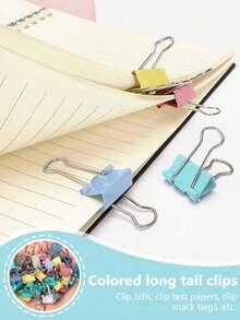 20/40pcs Colorful Metal Binder Clips, Long Tail Clips, Fish Tail Clips, Strong Elastic Metal Spring, Tight Grip, Thickened, One-Piece Molded Metal Clip, High Toughness, Resistant To Bending And Breaking, Suitable For Organizing Test Papers And Assignments, Office Supplies, DIY Scrapbook Photo Materials, Home Snack Bag Sealing, Organizing Receipts And Notes, Decorating Photo Walls, Event Gifts, Back To School Season Recommended - Multicolor - View 4