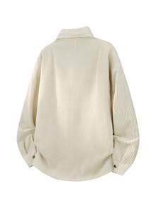 Men's Solid Color Textured Long Sleeve Casual Shirt, Versatile Daily Commute Top, Spring/Autumn - Apricot - View 3