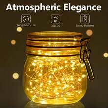 4/5/6pcs 10ft 30 LED Warm White Fairy String Lights, Battery Powered 2 Modes (Constant/Flashing), Mini Copper Wire Lights, Suitable For Bedroom Wedding Party DIY Glass Bottle Decoration, Batteries Not Included - Warm white light - View 3