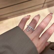 1 pièce Bague ouverte élégante et sophistiquée de luxe personnalisée avec zircone cubique en forme de larme, convient pour le port quotidien des femmes - Argent - Voir 5
