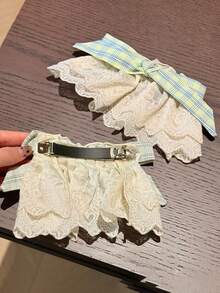 1件裝慵懶蝴蝶結蕾絲後腦勺髮夾 春季新款極簡風髮夾 - 彩色 - 查看 4