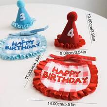 1pc Set - Pet Birthday Hat & Bandana Set, Solves Pet Wearing Slipping And Tightness Discomfort, Suitable For Birthday Celebrations, Theme Parties And Cute Pet Photo Shoots, Adjustable Cat & Dog Birthday Costume Kit. - Multicolor - View 12
