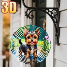 3D 1件裝「小狗在花叢中玩耍」10英吋/360° DIY創意風轉飾品,適合掛在戶外花園、露台、庭院、門廊、走廊及其他戶外場所(不含吊繩),隨機款式 - 多色 - 查看 6