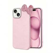 Set 2 Buah Casing Ponsel Premium Warna Pink Murni (Casing Ponsel + Pita) | Casing Ponsel dengan Pita Berlian Imitasi Pink yang Indah dan Dapat Dilepas | Aksesori Penting untuk Mode, Gaya Minimalis yang Manis | Tahan Guncangan, Anti Selip, Tahan Gores | Kompatibel dengan iPhone 17/17 Pro/17 Pro Max, Casing Pelindung Ponsel Anti Jatuh Mewah Berwarna Hitam/Pink dengan Tekstur Berlian Imitasi dan Dekorasi Pita, Kompatibel dengan Model Apple. - Berwarna merah muda - View 12