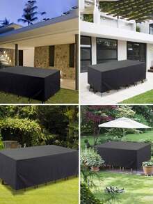 1pc Square Table Cover, Hot-Selling Outdoor Square 210D Oxford Fabric Table & Chair Cover, Waterproof, Sun-Proof, Dust-Proof, Adjustable Rope For Patio Garden - Multicolor - View 3