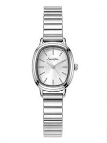1 PC Retro Oval Women's Jewelry Quartz Watch, Alloy Case, Gold And Silver Alloy Strap, Light Luxury And Simple Commuting Women's Watch - Silver - View 10