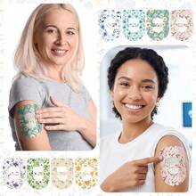 1 Set 4/8pcs Floral Waterproof Sweat-Resistant Adhesive Tape, Pre-Cut Flexible Breathable Durable, Secure Fixing Protective Patch, Suitable For Sports And Daily Use, Beautiful Flowers Bloom For You - View 2