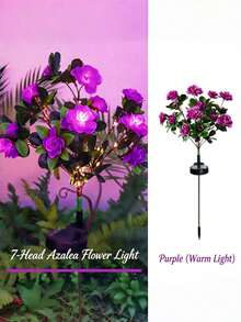 Solar Powered Garden Lights Outdoor Solar Azalea Shaped LED Pathway Lights Suitable For Yard Lawn Patio Garden Decoration (Warm Light) - Azalea - View 14