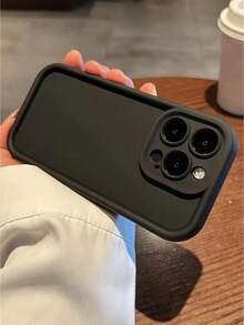 Minimalist Thick Shock-Absorbing Black Phone Case, Compatible With IPhone 17/17Pro/17promax/16 Pro Max/16/16 Pro/16 Plus/16E/15/15 Plus/15 Pro/15 Pro Max/11/12/13/14 Pro Max/XS/XR/11 Pro/11 Pro Max/12 Pro/12 Pro Max/13 Pro/13 Pro Max/7 Plus/14 Pro/14 Pro Max/14 Plus/7 Plus/8 Plus/8/SE2/13 Mini/12 Mini, Soft Shell Waterproof Anti-Fall Anti-Scratch - Black - View 3