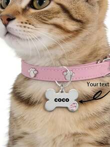1pc Customized Pet Dog Collar, Custom Engraved Pet Name And Phone ID Pet Tag, Adjustable Fashion Pet Accessory, Ideal Gift For Pets - Multicolor - View 3