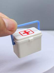 Miniature Medicine Box Model, Flip-Top Small Storage Box With Handle, Model House Decor, Desktop Gadget Storage Box, Creative Ornament, Halloween Decoration - Miniature First Aid Kit - View 6
