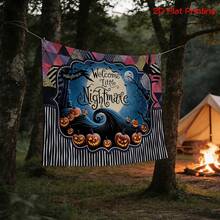 1pc High Definition Digital Print Tapestry, Featuring "Welcome Little Devil", Pumpkin, Moon, Quirky Patterns, Polyester Material, Suitable For Backdrop, Photography Props, Party Banner, Birthday Gift, Room Decor, Multiple Sizes Available, 2D Flat - Multicolor - View 4
